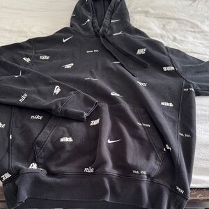 Nike Black Hoodie with White Logos